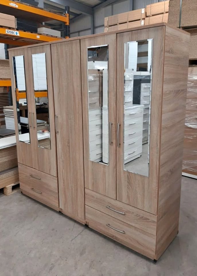 5 door wardrobe Set with Chest of Drawers, Bedside Table & Top boxes- Fully Assembled - Image 5