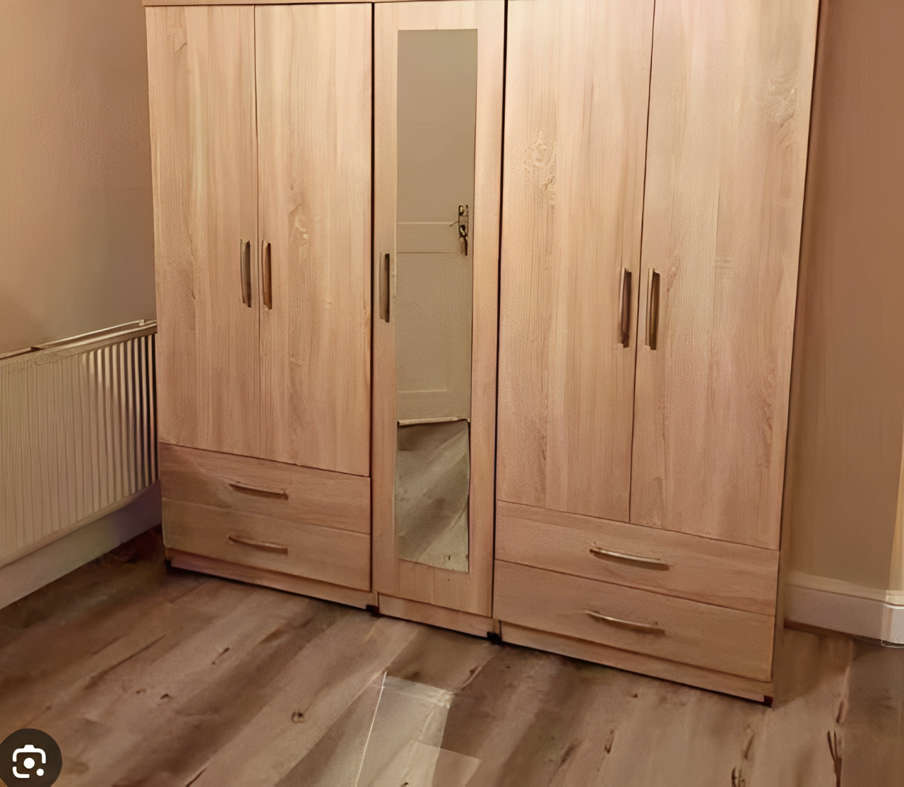 5 door wardrobe Set with Chest of Drawers, Bedside Table & Top boxes- Fully Assembled - Image 8